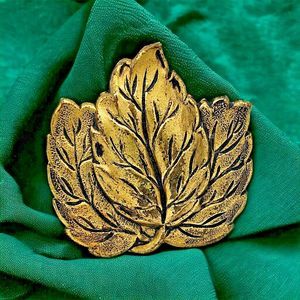 Vintage Ornate Scarf Clip Brooch Aspen Leaf Maple Dress Sweater Estate Jewelry